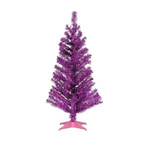 National Tree Company Artificial Christmas Tree, Pink Tinsel, Includes Stand, 3 feet