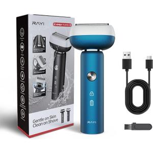 Electric Shaver for Men with Floating Arc 3-Blade, 9000 RPM, Magnetic Head, 1 Hour Fast Type-C Charging can Last for 60 Days, IPX7 Waterproof, Skin-Friendly Blade for Smooth Shaving, Navy