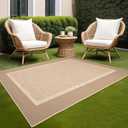 ILANGO Jute Area Rugs for Outdoor, Patio Woven Washable Rugs 5'x7', Natural Farmhouse Rugs for High Traffice Areas, Non Slip Carpet with Rubber Backing for Patio Backyard Balcony Porch