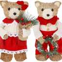 Lulu Home 2 Packs Valentine's Day Decorations, Xmas Bears Tabletop Ornaments for Mantel Fireplace Window Sill Holiday Christmas Indoor Decor & Gifts