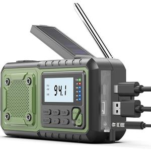 Crank Emergency Radio, Weather Radios5000mAh, Solar Radios with Hand Crank Emergencies, NOAA/AM/FM Weather Alert Radio, SOS Alarm,Flashlight & Reading Lamp, for Indoor Outdoor Survival (green)
