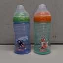 Nuby 2 Pack No Spill Printed Thirsty Kids No-Spill Sip-it Sport Cup with Soft Spout and Lid - 12oz, 12+ Months, 2 Pack, Blue Rocket & Aqua Fox