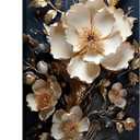 Abstract Flower Canvas Wall Art White Floral Texture Poster Prints Serene Blossoms Wall decor pictures for Bedroom and Bathroom Home Decorations Framed(16inx24in Canvas)