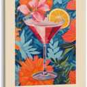 GyXzodonti Cosmopolitan Cocktail posters retro cocktail wall art Cocktail Drink Wall Decor Vintage bar cart decor Kitchen Home Bar Cart Club Decor Canvas Print 16x24inch Framed (16L" x 24W")
