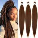 Braiding Hair Pre Stretched for Women Hair Extensions Box Braids Soft Synthetic Knotless Yaki Texture Hot Water Setting Braid Brown (26inch 3Packs)