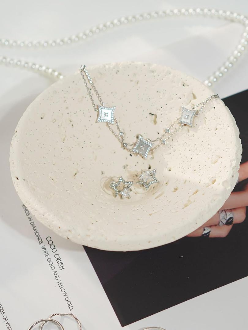 Concrete Conical Ring Holder dish,Jewelry Dish Tray Holder,Decorative Trinket Dish Vanity Tray,Cute Small Jewelry Organizer for Woman Room Table Decor (milky white conical)