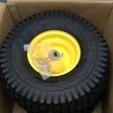 AR-PRO Exact Replacement 15" x 6.00-6" Front Tire and Wheel Assemblies Compatible with John Deere Riding Mowers 100 and D100 Series - 3" Centered Hub and 3/4" Bushings, 4Ply Pneumatic (Set of 2) (Yellow)