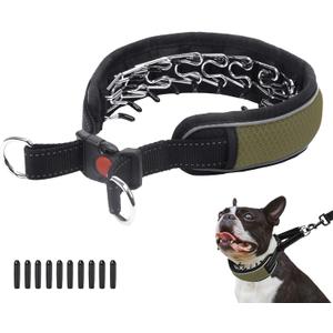 Martingale Collar for Dogs, Reflective No Pull Dog Collar for Large Medium Dogs, Adjustable Anti Pull Dog Collar for Training Walking, Heavy Duty Nylon Slip Collar with Buckle 2 Inch Wide M Army Green