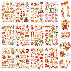 HOWAF Chinese New Year Stickers, 24 Sheets Year of The Horse 2026 Decals Stickers Chinese New Year Gift Tag Stickers for Lunar New Year Party Supplies, Spring Festival Label Stickers