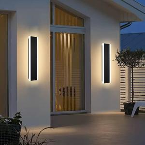2 Pack 24in Modern LED Outdoor Light,Outdoor Garage Sconces Wall Lighting, IP65 Waterproof Exterior Wall Mount Lighting,Black LED Light Fixture for House, Patio Courtyard Porch Garden (24 inch 5CCT)