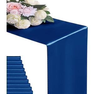 Flohar 6Pack Table Runner 12 x 108 Inches Satin Silk Table Runner for Wedding, Birthday Party, Banquets, Graduations Decoration, fit Rectange and Round TableRoyal Blue