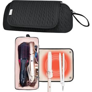 Hair Tools Travel Bag Karsyon Heat Resistant Mat Case Hot Tools Straightener, Curling Iron,Hair Dryers,Haircare Accessories Travel Essentials for Women 2 in 1 Organizer Bags (Black)