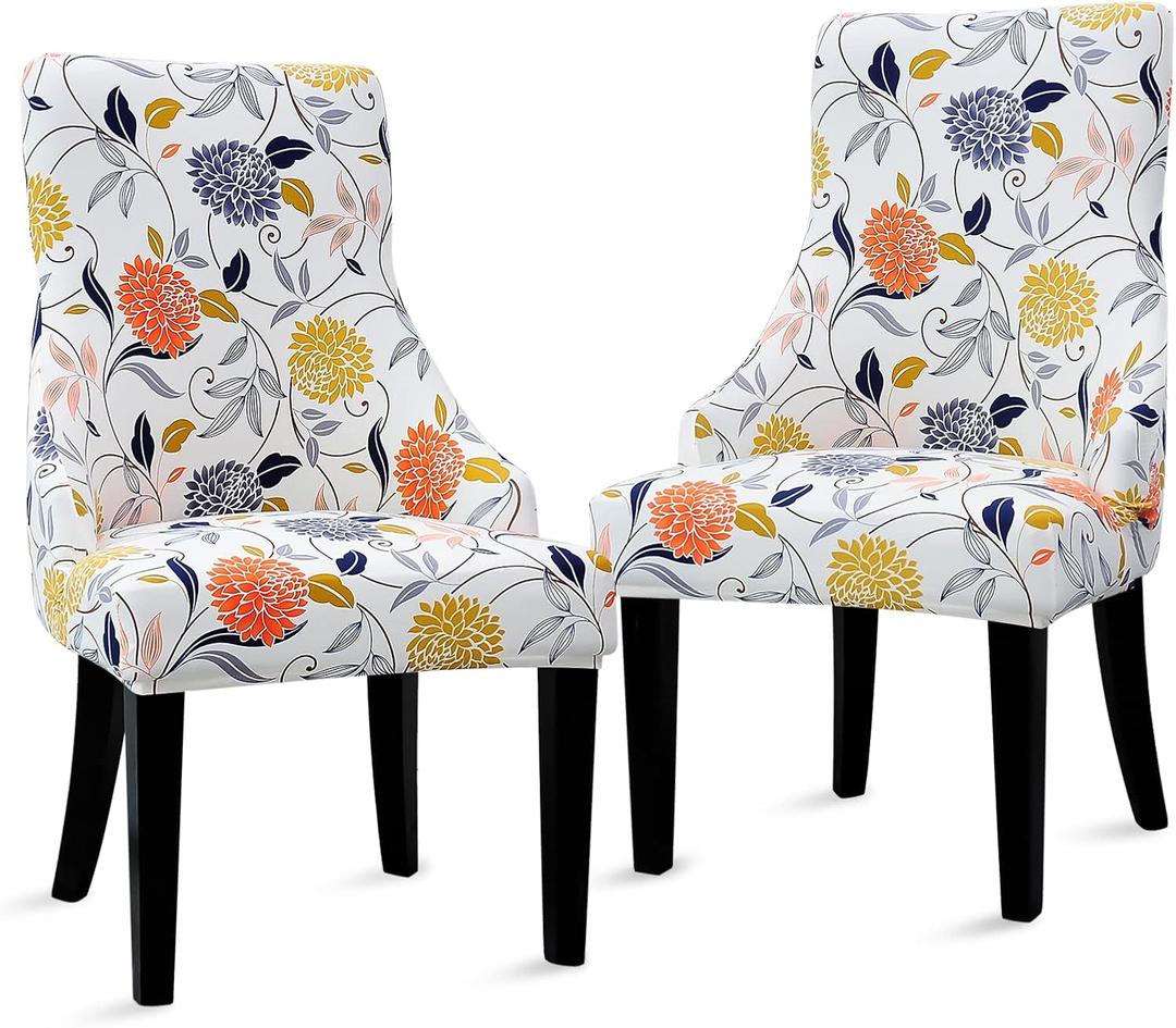 Liykimt Stretch Wingback Side Chair Slipcover-Accent Chair Cover Slipcover with Arm,Washable Upholstered Arm Dining Chair with Nailed Trim Protector for Dining Living Room Set of 2,Orange