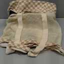 Bluboon Mesh Beach Tote Bag with Cooler Compartment Insulated Detachable Picnic Bag with Zipper and Pocket Pool Bag for Women (A-brown White Grid)