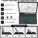 Keyboard Case for Samsung Galaxy Tab S11 SM-X730, SM-X736, SM-X736B - 7 Colors Backlit Keyboard Cover and Mouse (Black)