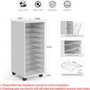 WOPITUES Storage Drawer Cart, Mobile Storage Cabinet, Makeup Storage with 10 Large Clear Drawers, Utility Wooden Rolling Cart on Wheels, for Cosmetic, Art Craft, Office Supplies, Toy, White