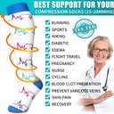 Copper Compression Socks for Women & Men (6 pairs) - Best Support for Nurses, Running, Hiking, Recovery (Size: 20" Long Stretches Farther)