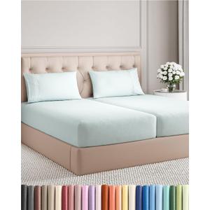 Split King Size 5 Piece Sheet Set - Comfy Breathable & Cooling Bed Sheets Set - Hotel Luxury Bedding for Women, Men, Kids, Teens, Boys & Girls - Deep Pockets, Soft, Wrinkle Free - Oeko-Tex - Ice Blue