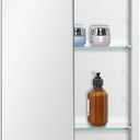 Bathroom Medicine Cabinet with Beveled Edge Mirrored Door 16 x 36 inch, Recessed or Surface Mount, with Adjustable Glass Shelves (16x36 inch Beveled Edge Mirror, Matt White)