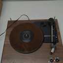 Vinyl Record Player with Dual Stereo Bookshelf Speakers Vintage Turntable with Bluetooth Wireless Playback Belt Drive 3-Speed Playback Record Player Support RCA Out Auto Stop (Wooden)