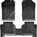 Compatible with Ranger 2024-2019 Floor Mats All Weather Protection TPE Waterproof Non-Slip Car Floor Liners 1st & 2nd Row Set RHD LHD(RHD Floor mats)