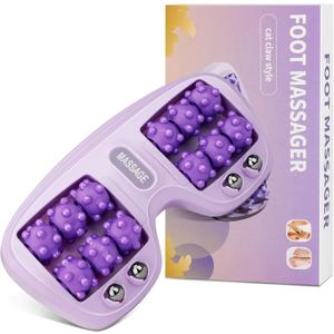 Foot Massager Roller, Plantar Fasciitis Relief Portable, Acupressure Therapy for Relieves Foot Tension, Promotes Relaxation, and Improved Circulation Cat Paw Purple