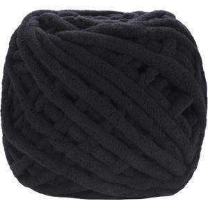 Plush Chenille Chunky Yarn for Crocheting 100g(54.6yd) - Bulky Thick Fluffy Yarn for Knitting- Soft Velvet for Baby, Blanket Knitting Blanket Yarns- Amigurumi Yarns (Black)