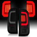 Smoke Lens Tail Lights Assembly Compatible with 2008-2016 Ford F250 F350 Super Duty Rear Brake Lamp w/ white C-Type LED Tube, Black Housing