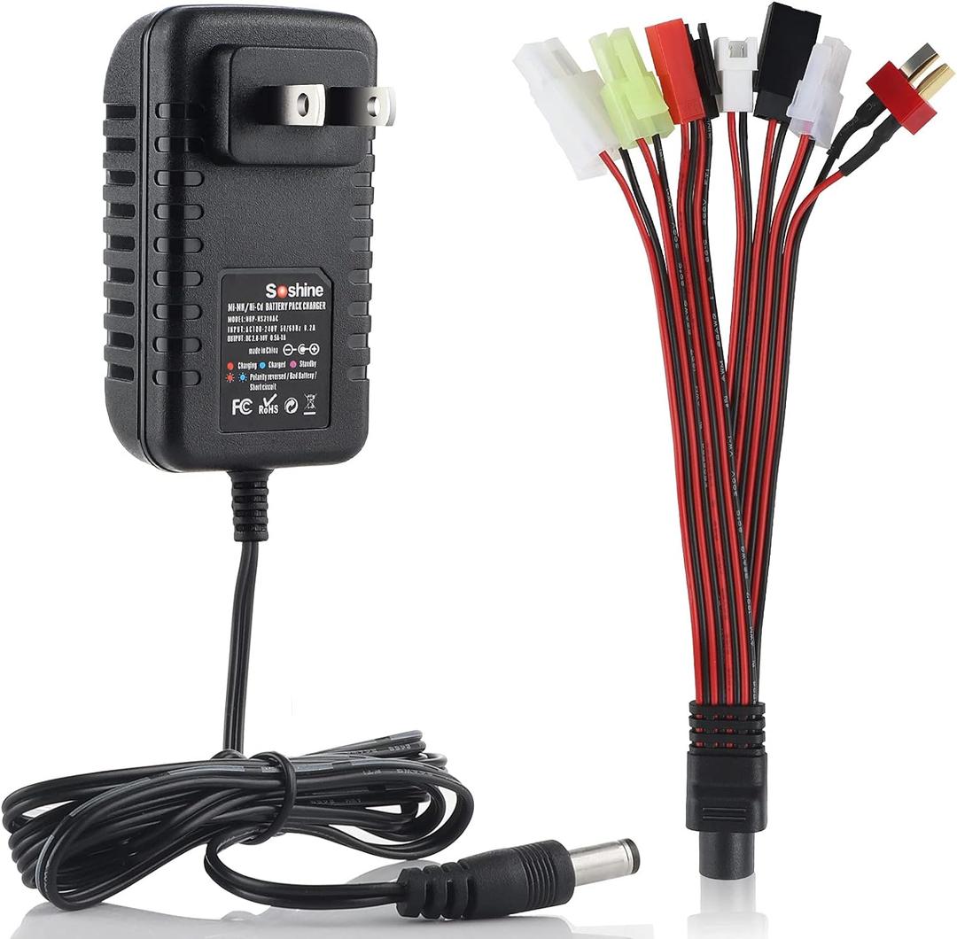 RC Battery Charger for 4.8V 7.2V 8.4V 9.6V NiMH/NiCD Battery Pack, RC Car Charger for Traxxas Battery 2.4V-12V Battery Pack, 2-10