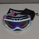 Karsaer Ski Goggles Anti-Fog Snow Goggles OTG 100% UV Protection Snowboard Goggles Bendable Dual-Lenses for Men Women Youth (Matte Mint Blue Frame Green Mirrored Lens Vlt 49%)