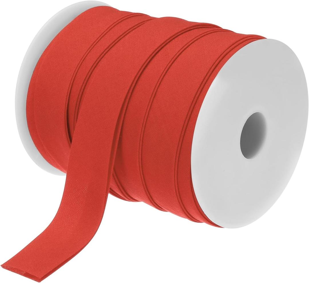 MECCANIXITY 1 Inch Double Fold Bias Tape Polyester Continuous Bulk Bias Tape for Sewing,Seaming Quilting Hemming Binding Crafts (Red 25 Yards) (1 Inch x 25 Yard)