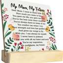4 x Gift for Mom from Daughter or Son - "My Mom, My Friend" Plaque with Wooden Stand, Meaningful Wood Sign Plaque, Gifts for Mom, Mothers Day, Valentines Day, Mother of the Bride, Mother of the Groom B1