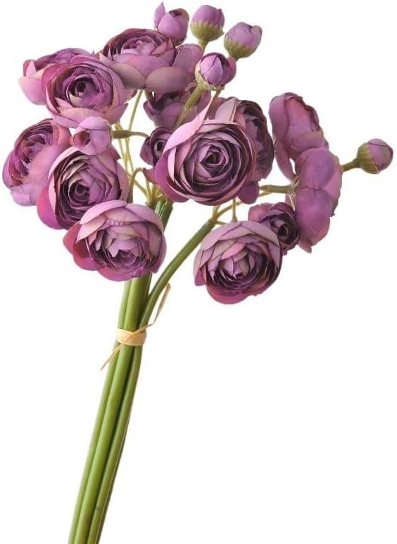 Faux Silk Mini Ranunculus Flowers DIY Bouquet,Table Centerpieces Small Artificial Peony Flowers, for Wedding and Party Decorations(Color h)