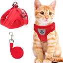 Cat Vest Harness and Small Dog Vest Harness for Walking, All Weather Mesh Harness, Cat Vest Harness with Reflective Strap, Step in Adjustable Harness for Cats (Red, Medium (Pack of 1))