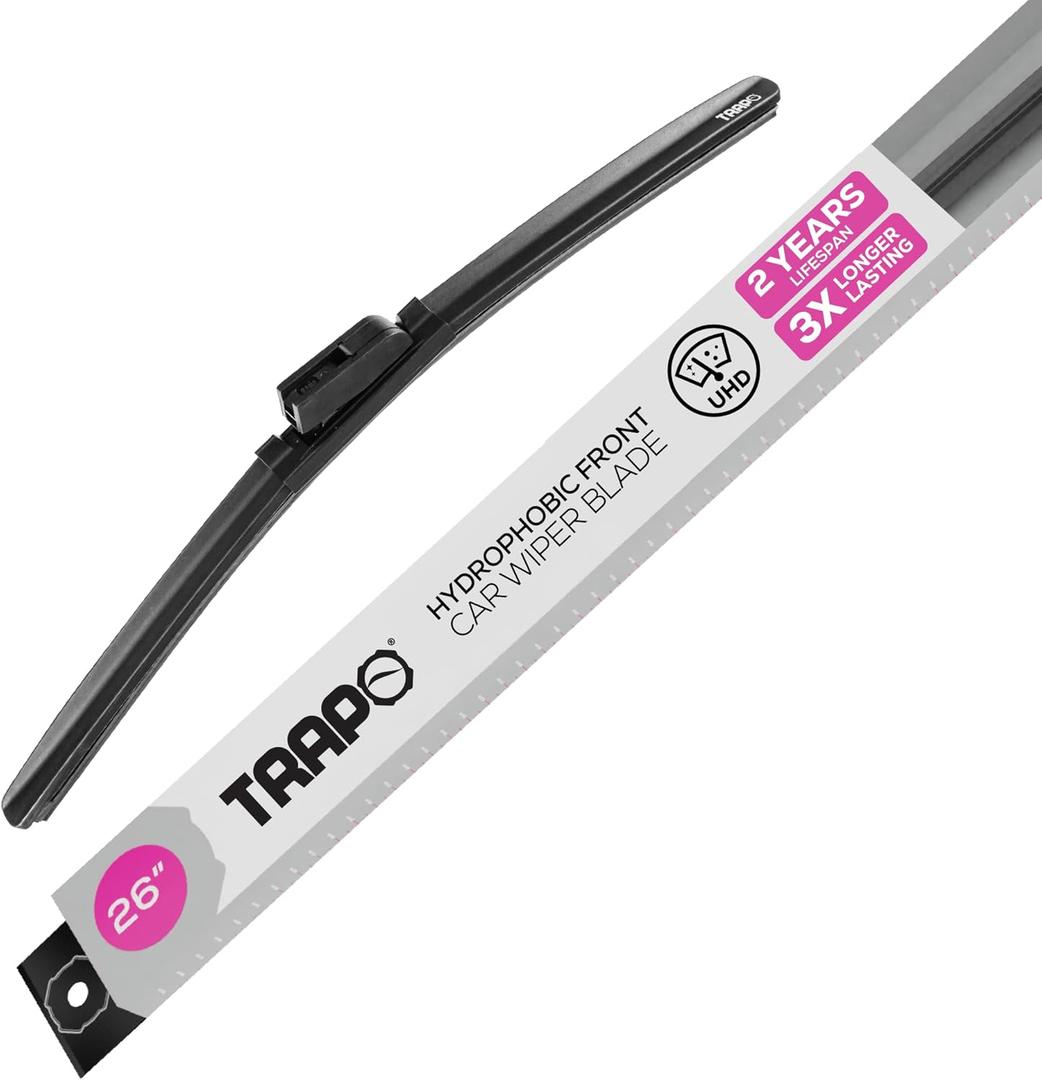 26 Hydrophobic Front Windshield Wiper Blade - Universal Fit for Most Vehicles - Durable & Silicone - Strong Water-Repellent Coating - Prevents Water Build-Up - Quick & Easy Install - 1 Blade