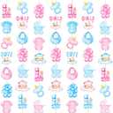 Gender Reveal Party Garland 8PCS Boy or Girl Baby Shower Decorations Pink and Blue Bodysuits Hanging Garland Banners Baby Outfit Scarf Pacifier Ceiling Decor for Jumpsuit Birthday Party Supplies