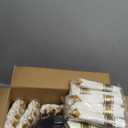 NOCCUR 50Guest Gold Rim Clear Plastic Plates&Disposable Silverware Cups-Include 100Plastic Plates, 150Gold Utensils, 50Cups and 50Napkins-Idea for Wedding/Party