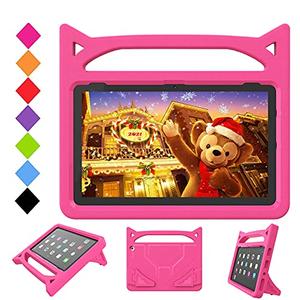 Fire HD 10 Tablet Case for Kids(13th/11th Generation, 2023/2021 Release)-SHREBORN Kids Friendly Shockproof Cover with Handle Stand for All-New Amazon Kindle Fire HD 10 Plus & 10 Kids Pro Tablets-Pink
