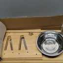 Elevated Dog Bowls, Adjustable Raised Dog Bowl Stand for Medium and Small Pet, 11" High Bamboo Pet Food Feeder with 2 Stainless Steel Dishes4 Heights