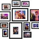 Egofine Picture Frame Set 12 Pack, Picture Frames Collage Wall Decor with Two 11x14, Two 8x10, Four 5x7, Four 4x6, Photo Frames for Wall and Tabletop, Made of Solid Wood, Covered by Plexiglass, Black