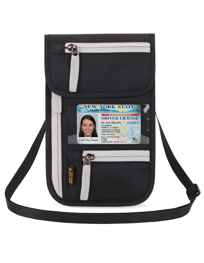 Neck Wallet Lightweight RFID Blocking Waterproof Travel Pouch for Women Men