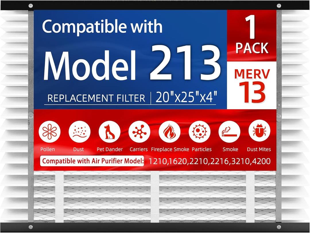 1 Pack, 213 Replacement Filter, Compatible with AprilAire 213 Whole House Air Purifiers Models,1210,1620,2210,2216,3210,4200,MERV 13 HVAC Furnace Filter Replacement,20x25x4inch Air Filter