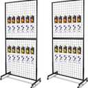 NectaCol Grid Wall Panels, 2 Packs 3'x 6' Grid wall Panels Stand with T-Base, Black Wire Gridwall Display Rack, Craft Show Display Rack, Art Gridwall Display Stand