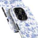 for iPhone 15 Pro Max Case, Wireless Charging Compatible,Dual-Layer Protection with Cute Wildflower Design, Soft Silicone + Hard Shell, Chic Phone Cover for Women - Blue Safari Delight