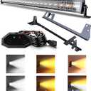 ASLONG 52 Inch 300W LED Light Bar White/Amber Flasing Strobe with Six Modes Spot Flood Offroad Driving Light with Upper Windshield Mounting Brackets Wiring Harness Switch for Wrangler JK 2007-2018