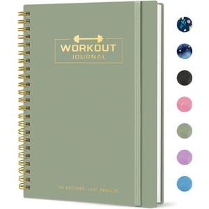 Fitness Workout Journal for Women & Men, A5(5.5" x 8.2") Workout Log Book Planner for Tracking, Progress, and Achieving Your Wellness Goals - Green
