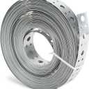 Galvanized Metal Strap 1-Inch x 50Feet, 23-Gauge Pipe Hanger Strap Metal Strapping with Holes Plumbers Strap DIY Cutting for Pipe Supports Hanging