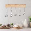 Premium Bamboo Measuring Cups and Spoons Rack, Measuring Cup Organizer Rack Suitable for Kitchen Hanging Cups and Spoons, Including Screw and Adhesive Mounting 2 pcs