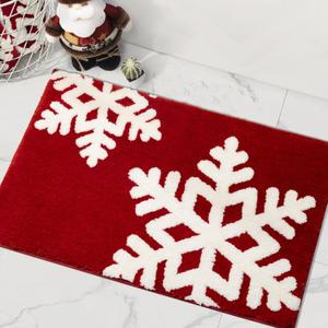 Christmas Bathroom Decor Red Bathroom Rugs Cute Bath Mat Non-Slip White Snow Christmas Home Decorations Microfiber Absorbent Shower Rug for Bathtub, 20x32