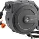 Giraffe Tools Retractable Garden Hose Reel 1/2 Inch x 130 ft, Super Heavy Duty, Any Length Lock, Slow Return System, Wall Mounted and 180 Deg Swivel Bracket (1/2 130FT, Dark Grey)